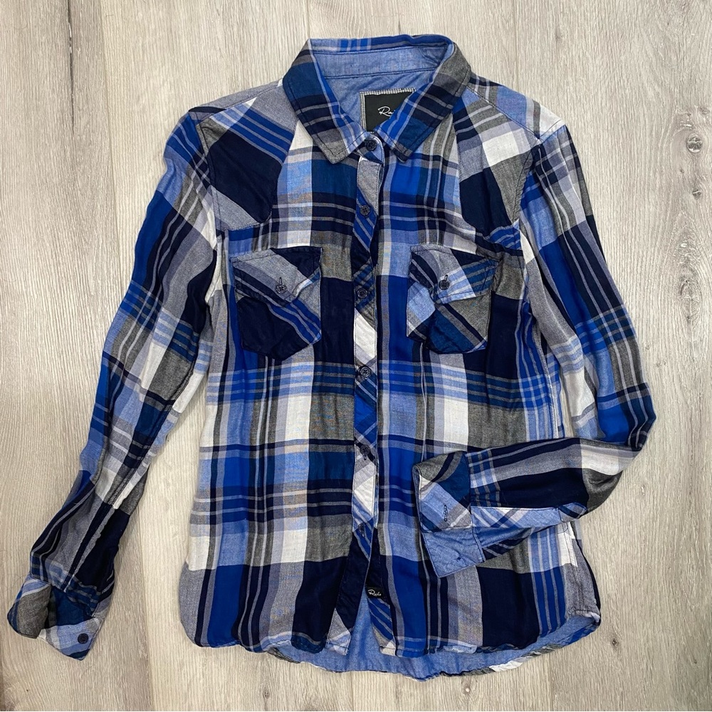 Rails Blue Button Down Flannel Top - image 1